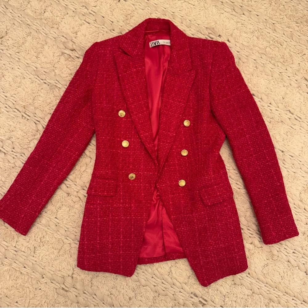 Zara tweed fucsia blazer
